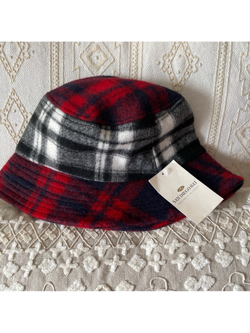 NWT San Diego Hat Company Anita Bucket Hat Plaid Wool Blend O/S - Picture 3 of 7